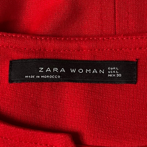 Zara 3/4 Sleeve Mini Dress Sports Car Red Size Large - Picture 3 of 4
